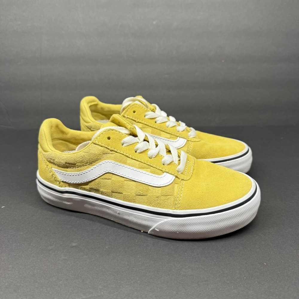 VANS Women's Ward Deluxe Deboss‎ Checkerboard Cream Gold Skate Shoes Size 5